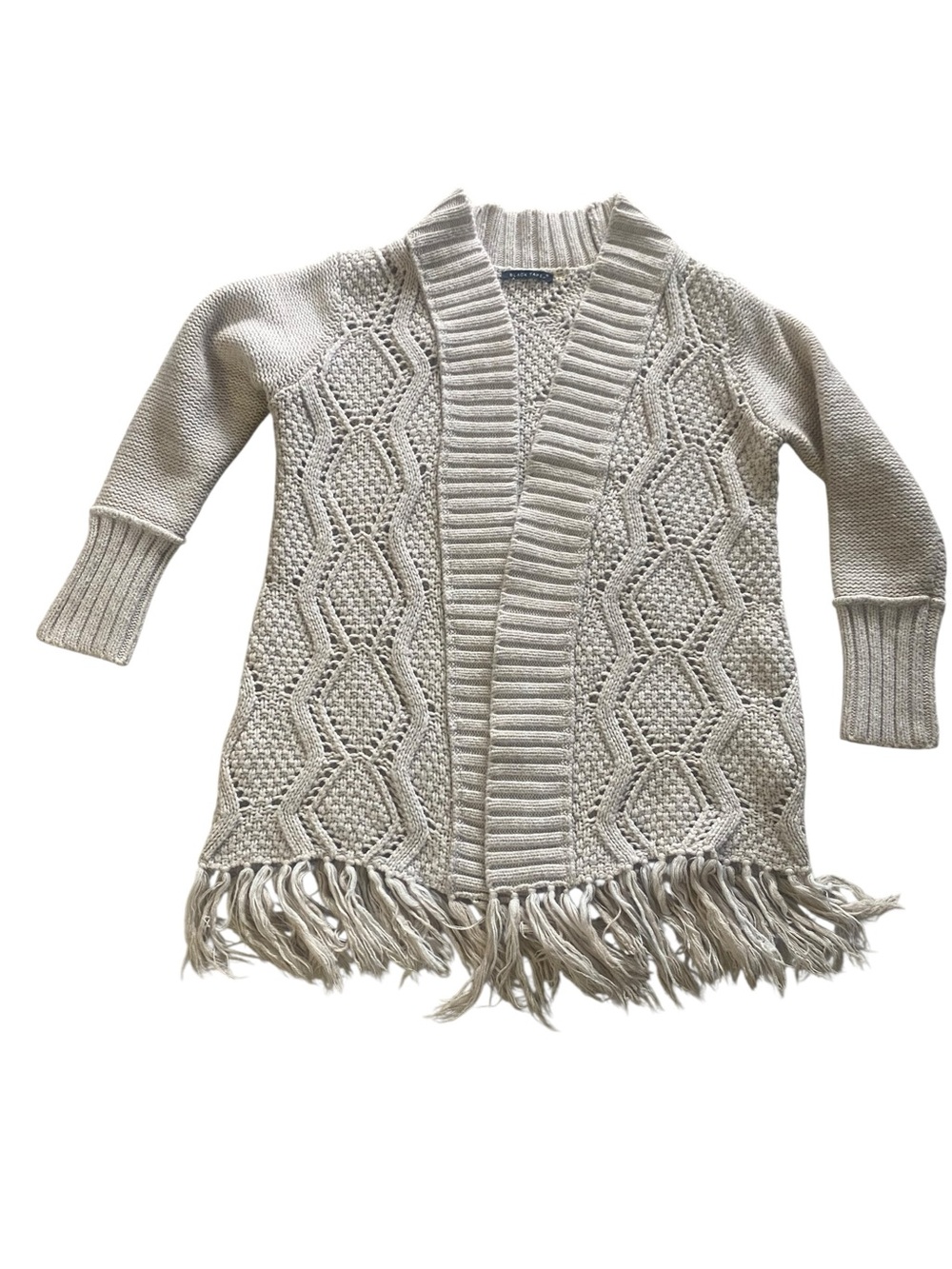 Black Tape Boho Fringed Cardigan Sweater M